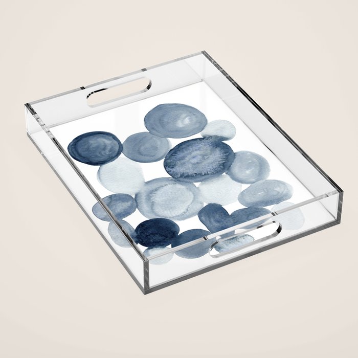 Pebbles Watercolor Abstract Acrylic Tray Gallery Image 1