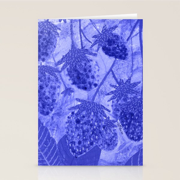 Strawberry Garden in Botanical Blue Stationery Card Gallery Image 1