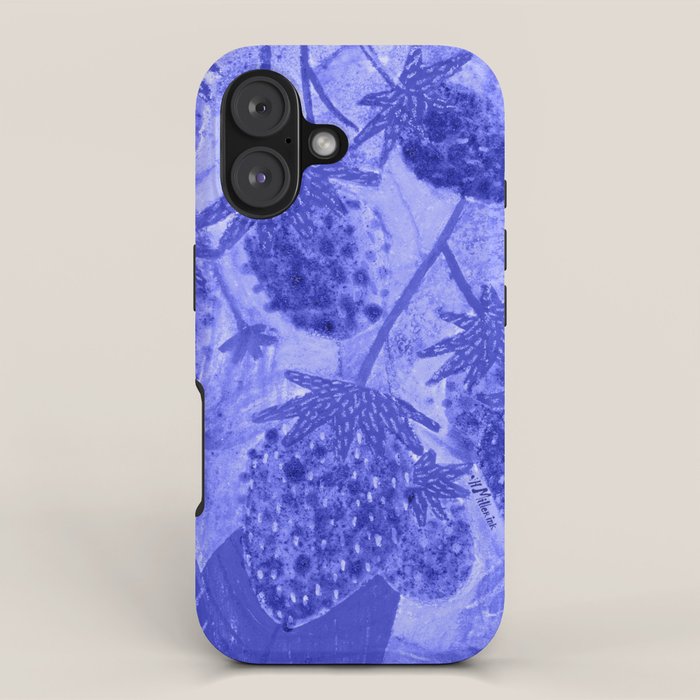 Strawberry Garden in Botanical Blue iPhone Case Gallery Image 1