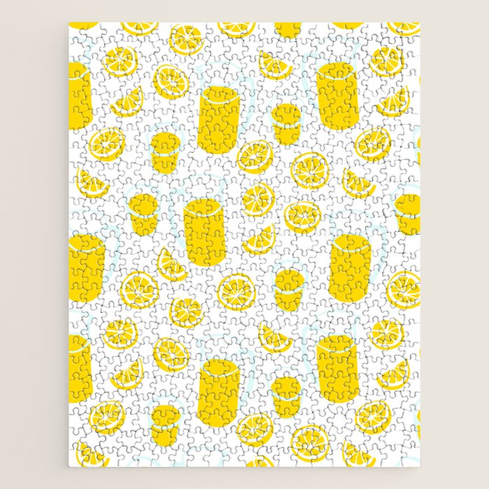 Fresh lemonade fruit drink cartoon pattern Jigsaw Puzzle Gallery Image 1
