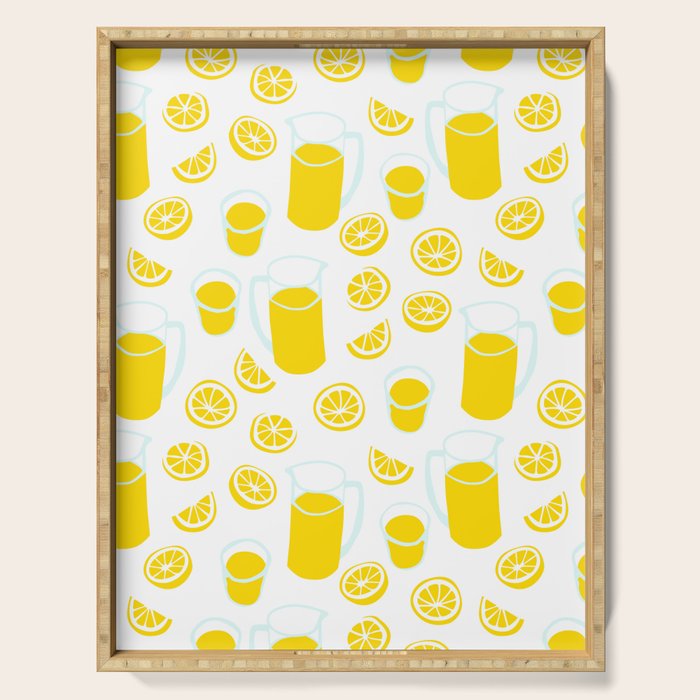 Fresh lemonade fruit drink cartoon pattern Serving Tray Gallery Image 1