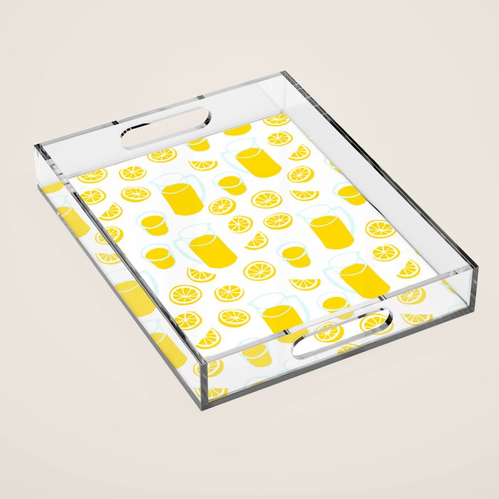 Fresh lemonade fruit drink cartoon pattern Acrylic Tray Gallery Image 1