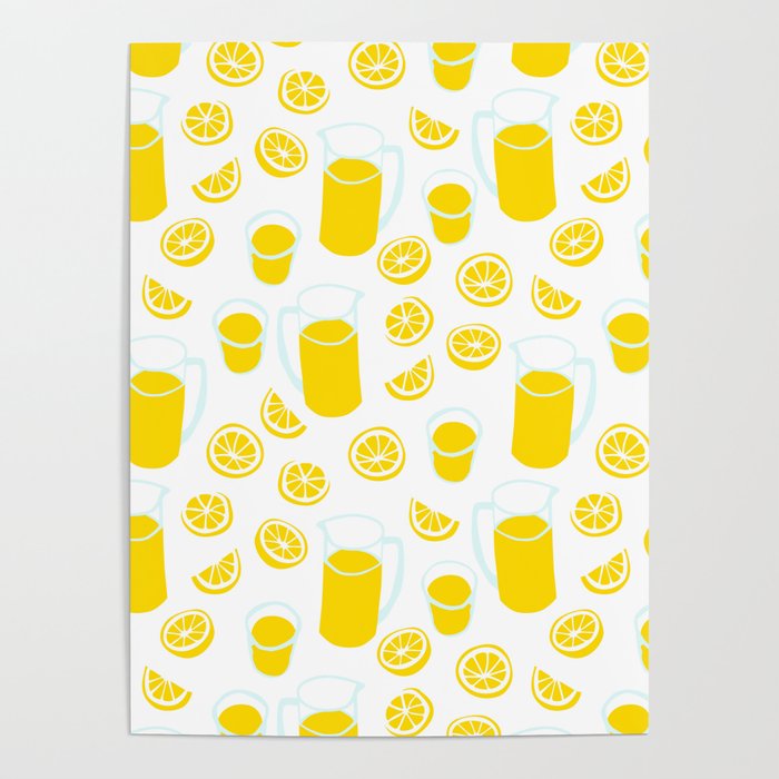 Fresh lemonade fruit drink cartoon pattern Poster Gallery Image 4
