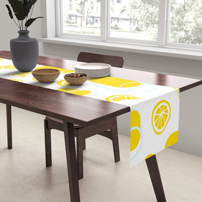 Fresh lemonade fruit drink cartoon pattern Table Runner Gallery Image 2