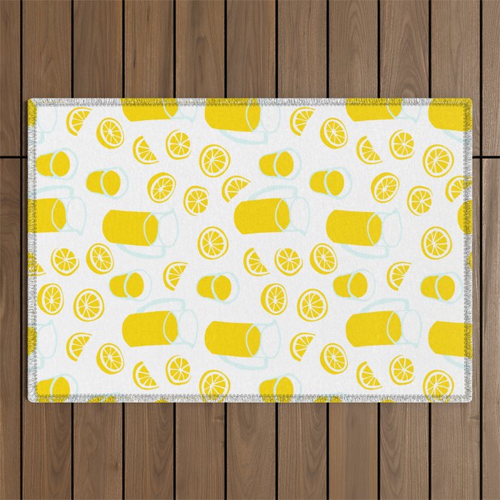 Fresh lemonade fruit drink cartoon pattern Outdoor Rug Gallery Image 1