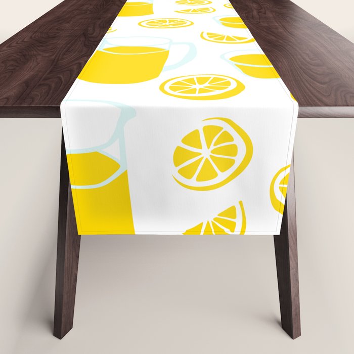 Fresh lemonade fruit drink cartoon pattern Table Runner Gallery Image 1
