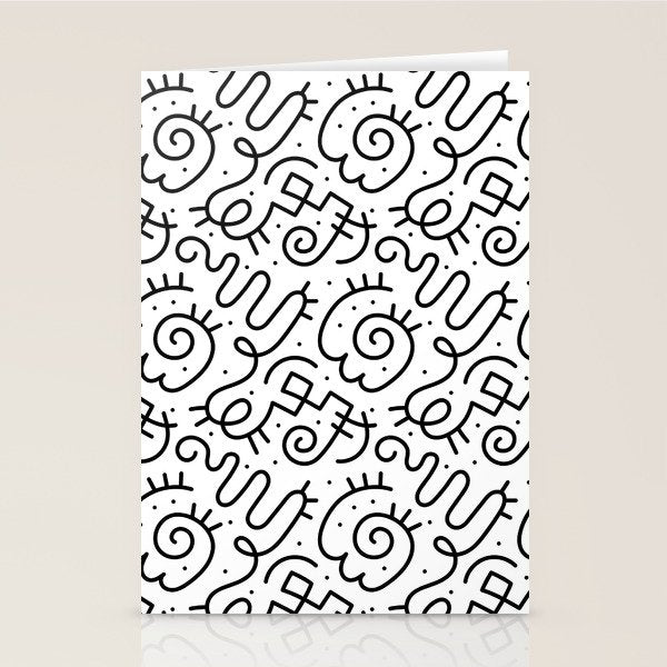 Fun black and white line doodle art pattern Stationery Card Gallery Image 1