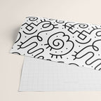 Fun black and white line doodle art pattern Wrapping Paper Gallery Image 2
