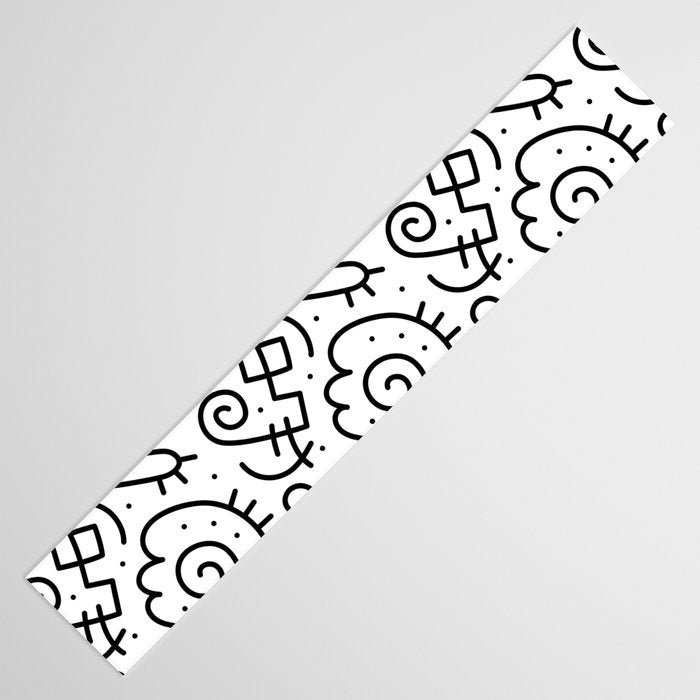 Fun black and white line doodle art pattern Table Runner Gallery Image 3