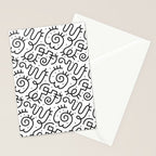 Fun black and white line doodle art pattern Stationery Card Gallery Image 2