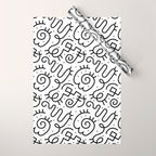 Fun black and white line doodle art pattern Wrapping Paper Gallery Image 1