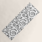Fun black and white line doodle art pattern Yoga Mat Gallery Image 1