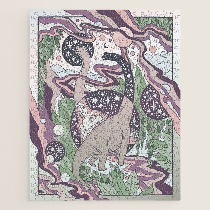 Jurassic Portal | Purple Haze Palette | Dinosaur Science Fiction Art Jigsaw Puzzle Gallery Image 1