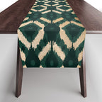 Bohemian Gold Forest Green Ikat Pattern Table Runner Gallery Image 1