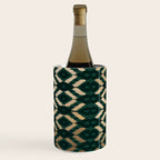 Bohemian Gold Forest Green Ikat Pattern Wine Chiller Gallery Image 3
