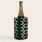 Bohemian Gold Forest Green Ikat Pattern Wine Chiller Gallery Image 2