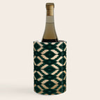 Bohemian Gold Forest Green Ikat Pattern Wine Chiller Gallery Image 1