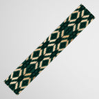 Bohemian Gold Forest Green Ikat Pattern Table Runner Gallery Image 3