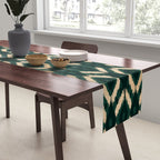 Bohemian Gold Forest Green Ikat Pattern Table Runner Gallery Image 2