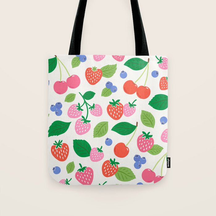 Strawberries and Cherries - Bright Colors Tote Bag Gallery Image 1