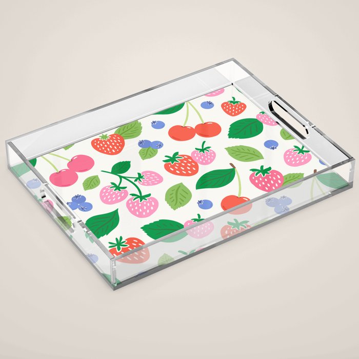 Strawberries and Cherries - Bright Colors Acrylic Tray Gallery Image 1
