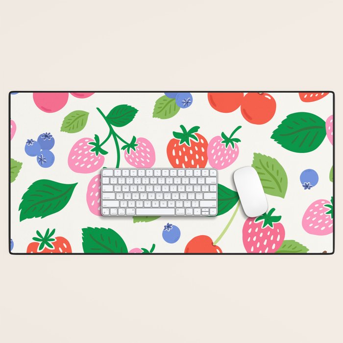 Strawberries and Cherries - Bright Colors Desk Mat Gallery Image 1