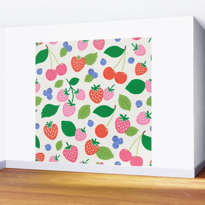 Strawberries and Cherries - Bright Colors Wall Mural Gallery Image 2