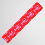 Pop Lobsters Preppy Pink and Red Pattern Table Runner Gallery Image 3