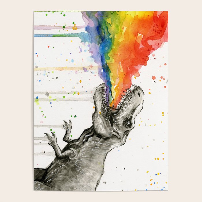 T-Rex Rainbow Puke Poster Gallery Image 4