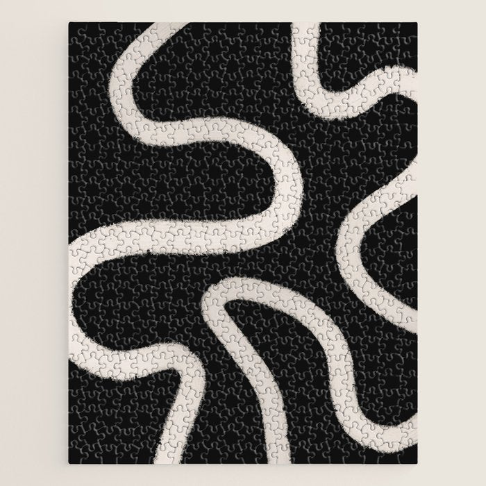 Abstract Brush Strokes: Black & White Jigsaw Puzzle Gallery Image 1
