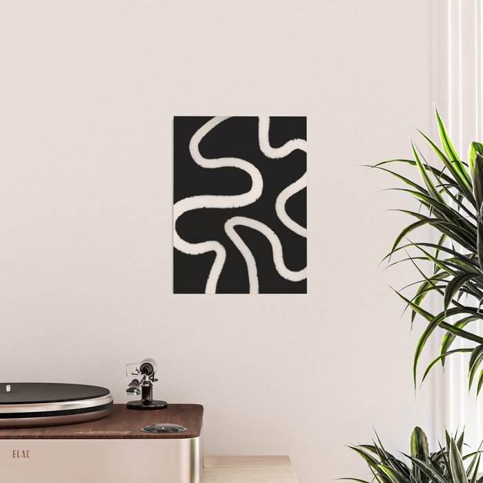 Abstract Brush Strokes: Black & White Poster Gallery Image 2
