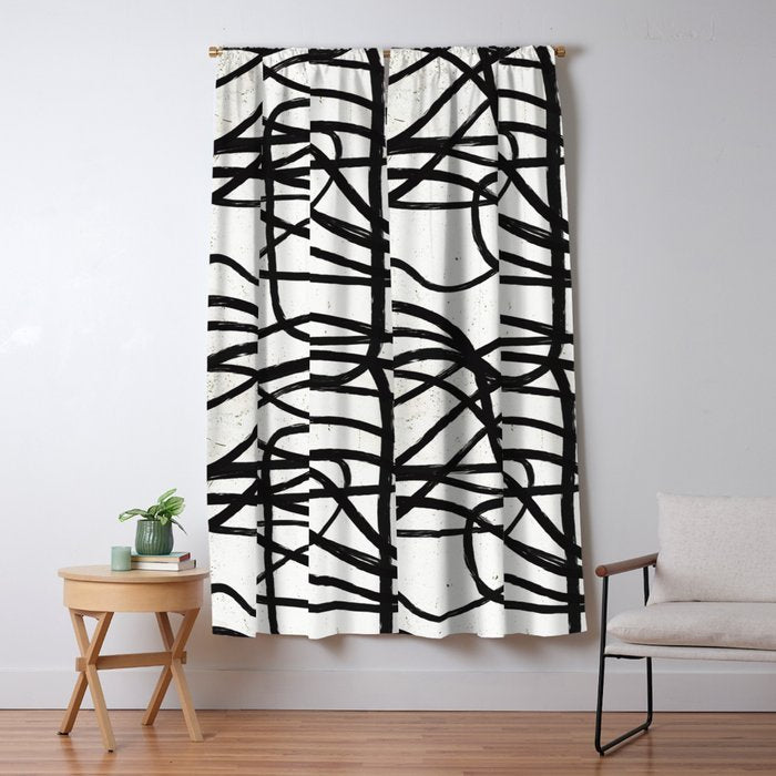 Japandi Minimal Marker Shapes Window Curtain