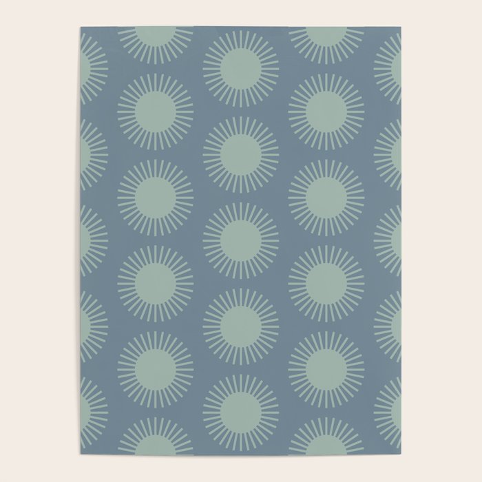 Boho Summer Sun Pattern V Neutral Blue Sage Green Poster Gallery Image 4