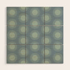 Boho Summer Sun Pattern V Neutral Blue Sage Green Wood Wall Art Gallery Image 1