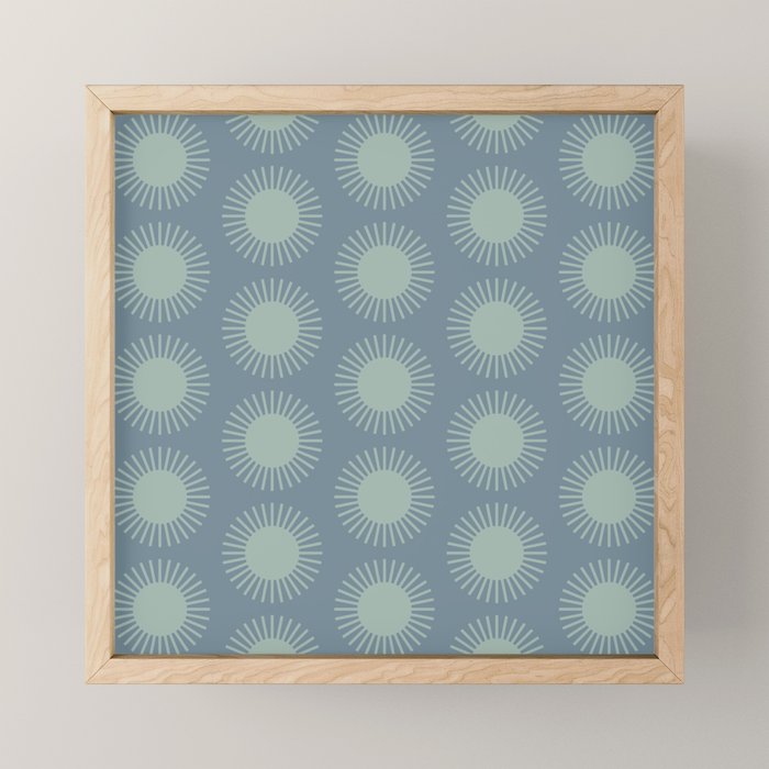Boho Summer Sun Pattern V Neutral Blue Sage Green Mini Art Print Gallery Image 1