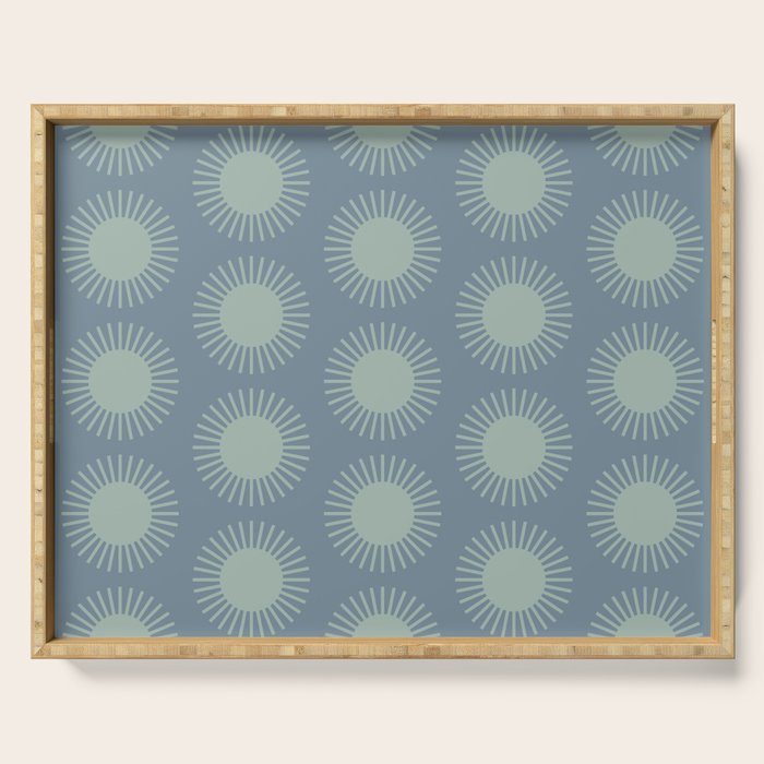 Boho Summer Sun Pattern V Neutral Blue Sage Green Serving Tray Gallery Image 1