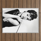 Audrey Hepburn Portrait, Black and White Vintage Art  Outdoor Rug Gallery Image 1