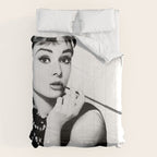 Audrey Hepburn Portrait, Black and White Vintage Art  Comforter Gallery Image 6