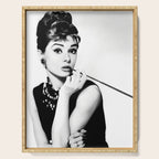 Audrey Hepburn Portrait, Black and White Vintage Art  Serving Tray Gallery Image 1