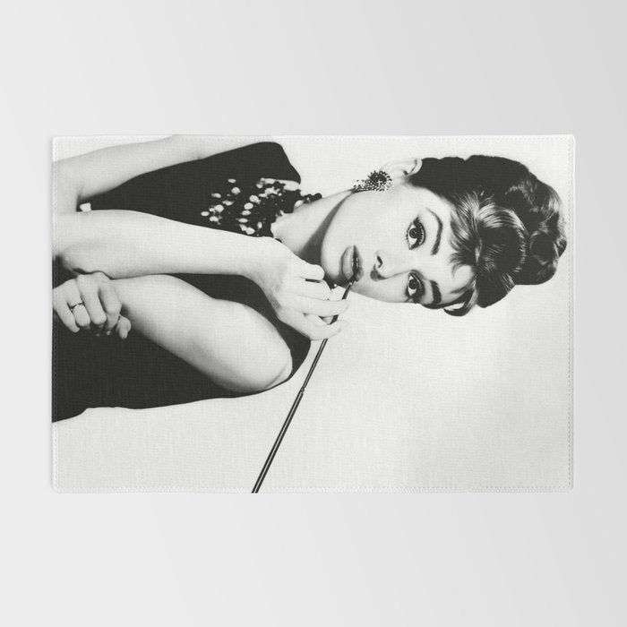 Audrey Hepburn Portrait, Black and White Vintage Art  Rug Gallery Image 2