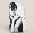 Audrey Hepburn Portrait, Black and White Vintage Art  iPhone Case Gallery Image 1