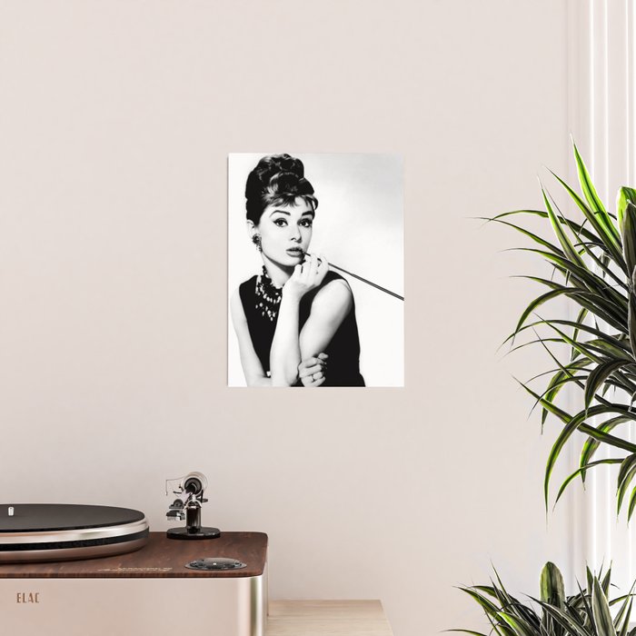 Audrey Hepburn Portrait, Black and White Vintage Art  Poster Gallery Image 2