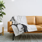 Audrey Hepburn Portrait, Black and White Vintage Art  Throw Blanket Gallery Image 1