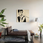 Audrey Hepburn Portrait, Black and White Vintage Art  Wood Wall Art Gallery Image 2