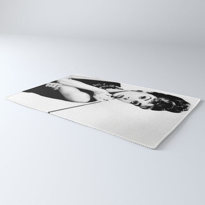 Audrey Hepburn Portrait, Black and White Vintage Art  Rug Gallery Image 3