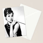 Audrey Hepburn Portrait, Black and White Vintage Art  Stationery Card Gallery Image 2