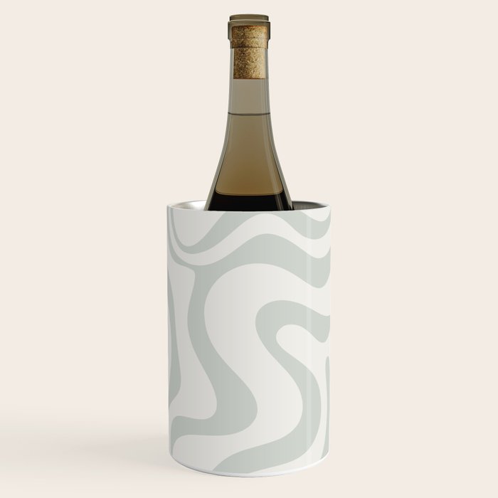 Liquid Swirl Abstract Pattern in Pale Stone and Light Silver Sage Gray Wine Chiller Gallery Image 2
