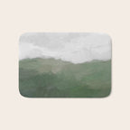 Valleys Beyond - Green Grass Hills Nature Pasture Gray Sky Clouds Abstract Nature Farmhouse Painting Bath Mat Gallery Image 1