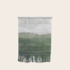 Valleys Beyond - Green Grass Hills Nature Pasture Gray Sky Clouds Abstract Nature Farmhouse Painting Wall Hanging Gallery Image 1