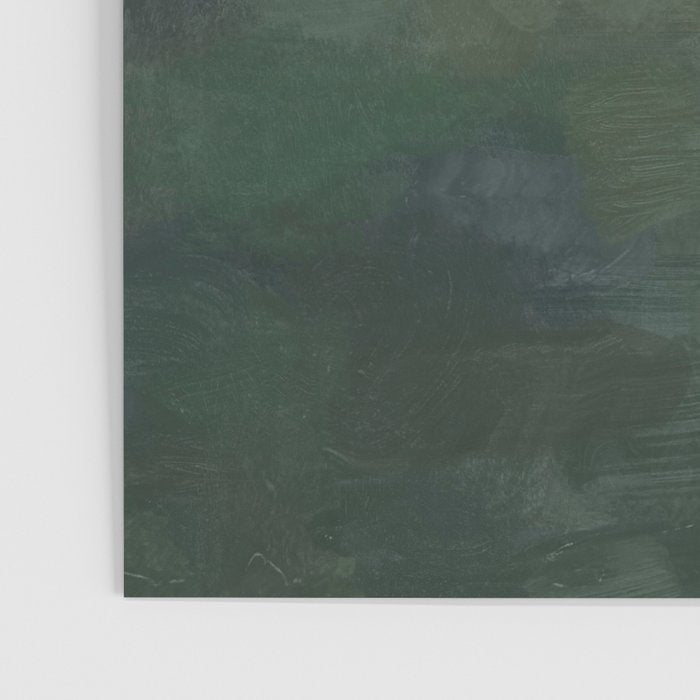 Valleys Beyond - Green Grass Hills Nature Pasture Gray Sky Clouds Abstract Nature Farmhouse Painting Poster Gallery Image 3
